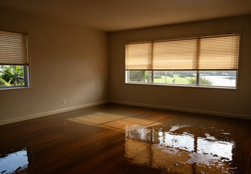Water-damaged carpet in a Mascot apartment before extraction